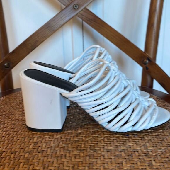 Rebecca Minkoff white knotted strap block heel sandals 6 - Picture 5 of 12